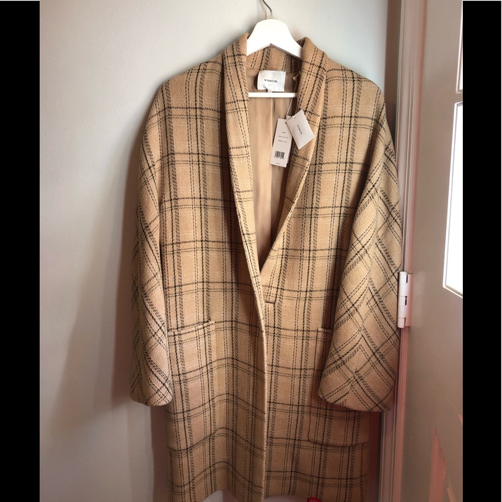Vince Plaid Wool Blend Coat - Picture 6 of 10